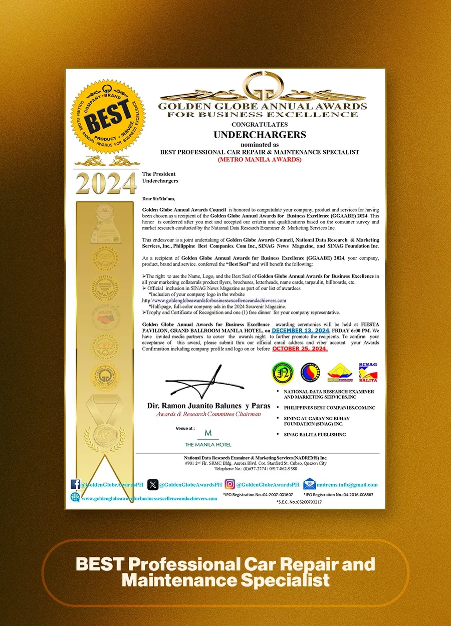 Underchargers Golden Globe Annual Awards 2024 recognition document