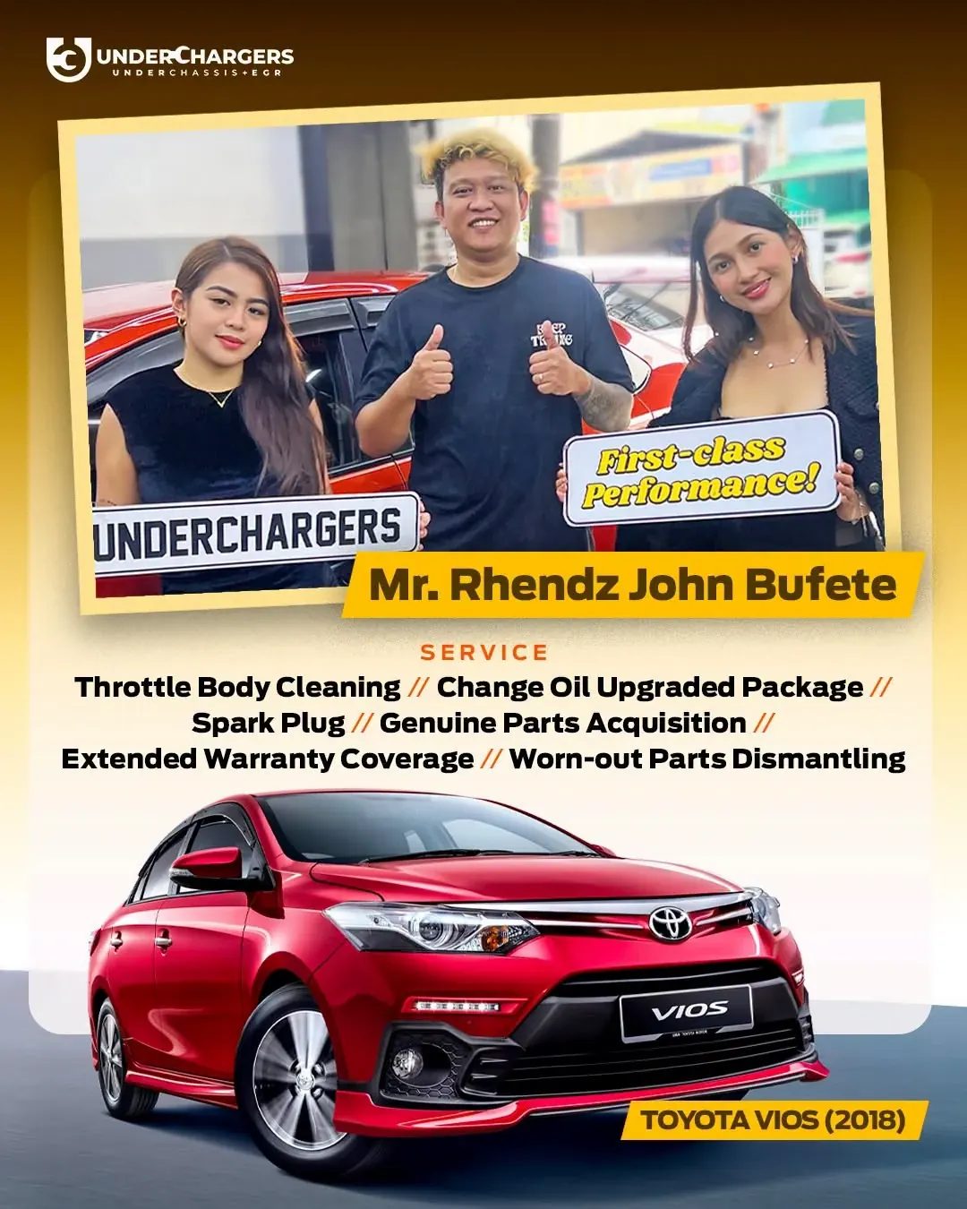 Underchargers customer and serviced vehicle