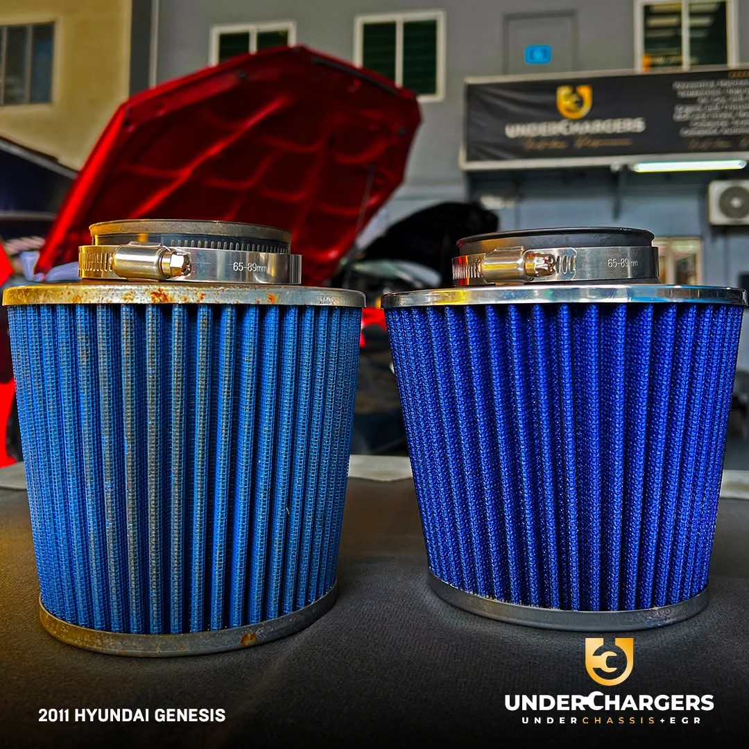 2011 Hyundai Genesis air filter service at Underchargers